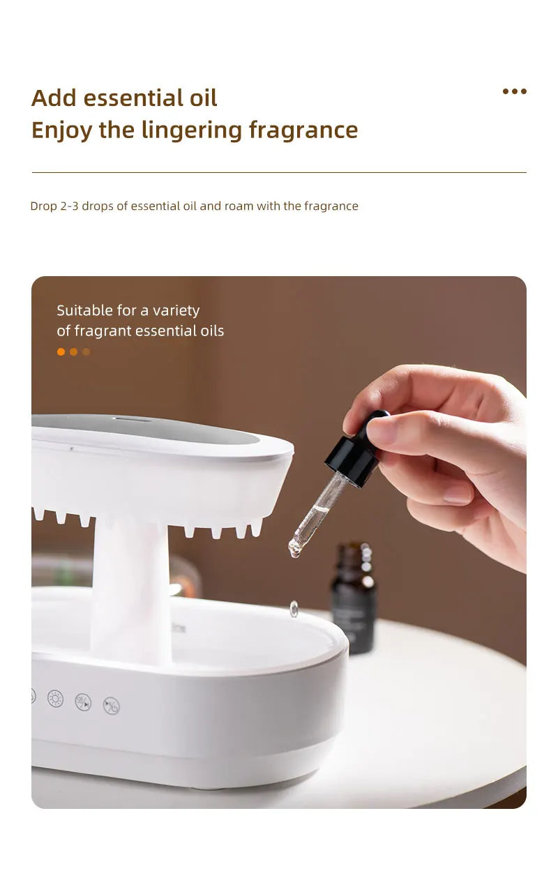 250ml Raindrop Aroma Diffuser with Color Light