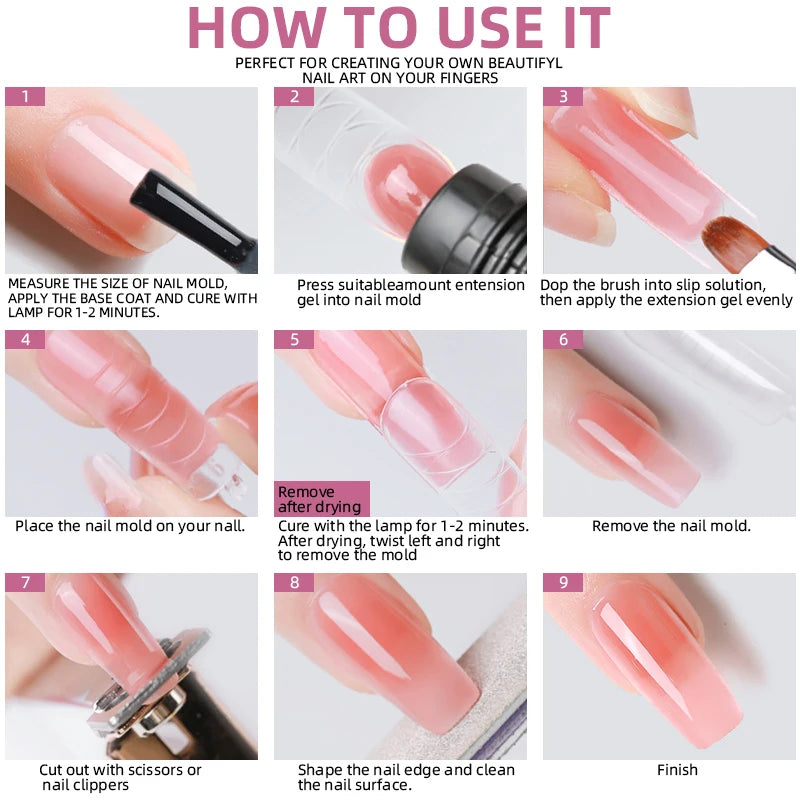 Nail Polish Kit Acrylic Nail Kit Poly Nail Gel Set With Nail Lamp Nails Extension Glitter Gel UV Building Gel Manicure Tools Set