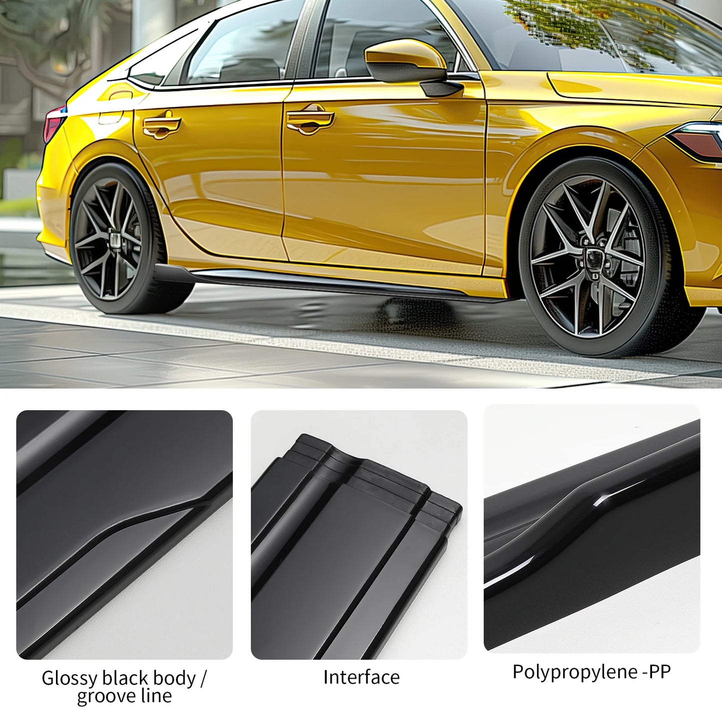Universal 86.6" Side Skirt Extension Body Kit For VW Golf MK5 MK6 GTD GTI TDI TSI GTI MK7 CC Apron Winglet Car Accessories