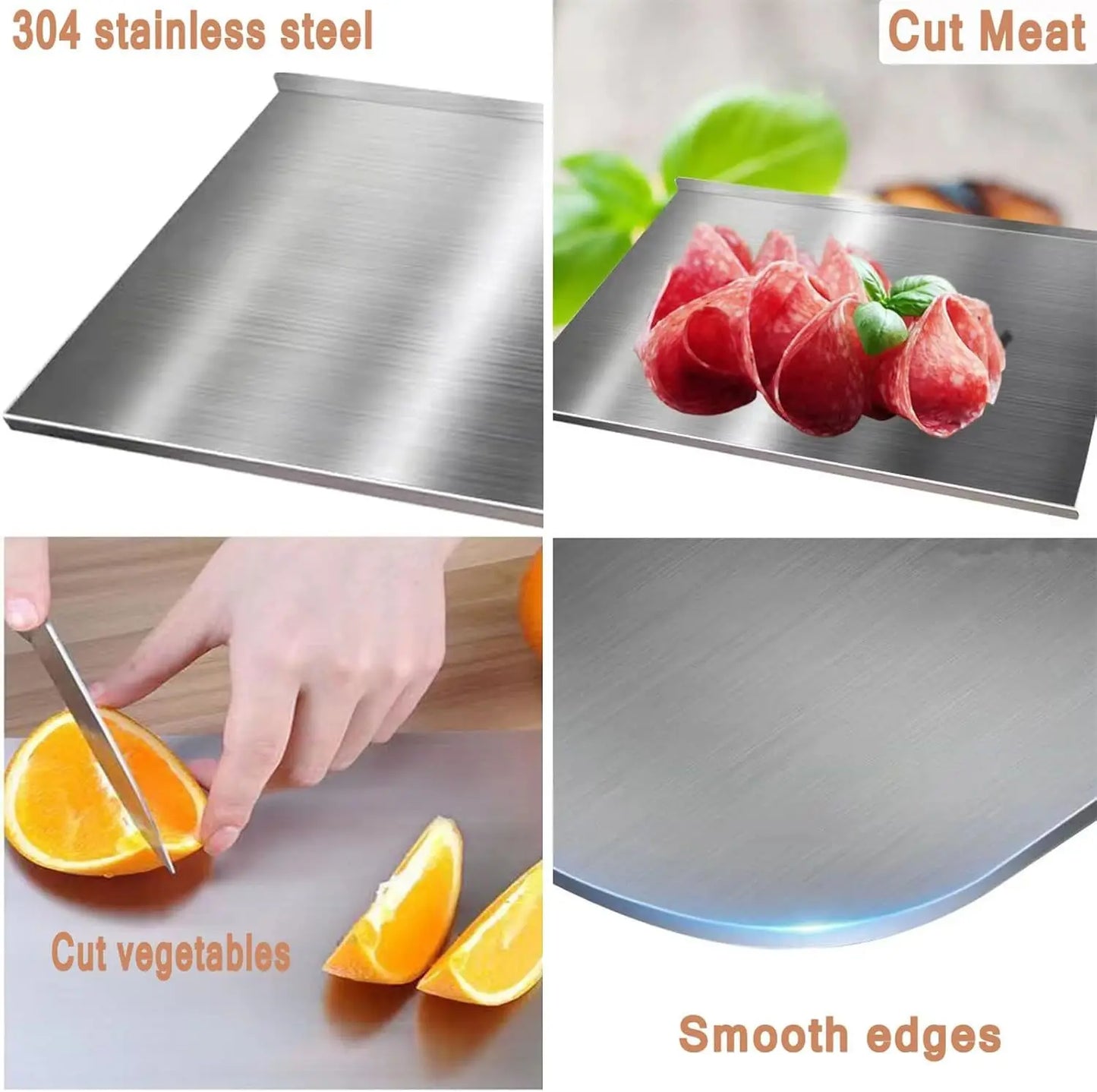 Food Grade Stainless Steel Chopping Board 304 Cutting Board Non-slip Edge Suitable for Cutting Vegetables Pastries Kitchen Tools