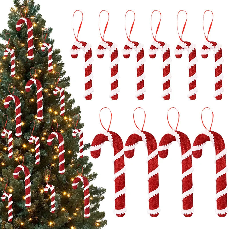 Christmas Red White Candy Cane Pendants Xmas Tree Hanging Ornaments 2025 Christmas Decoration For Home New Year Holiday Gifts