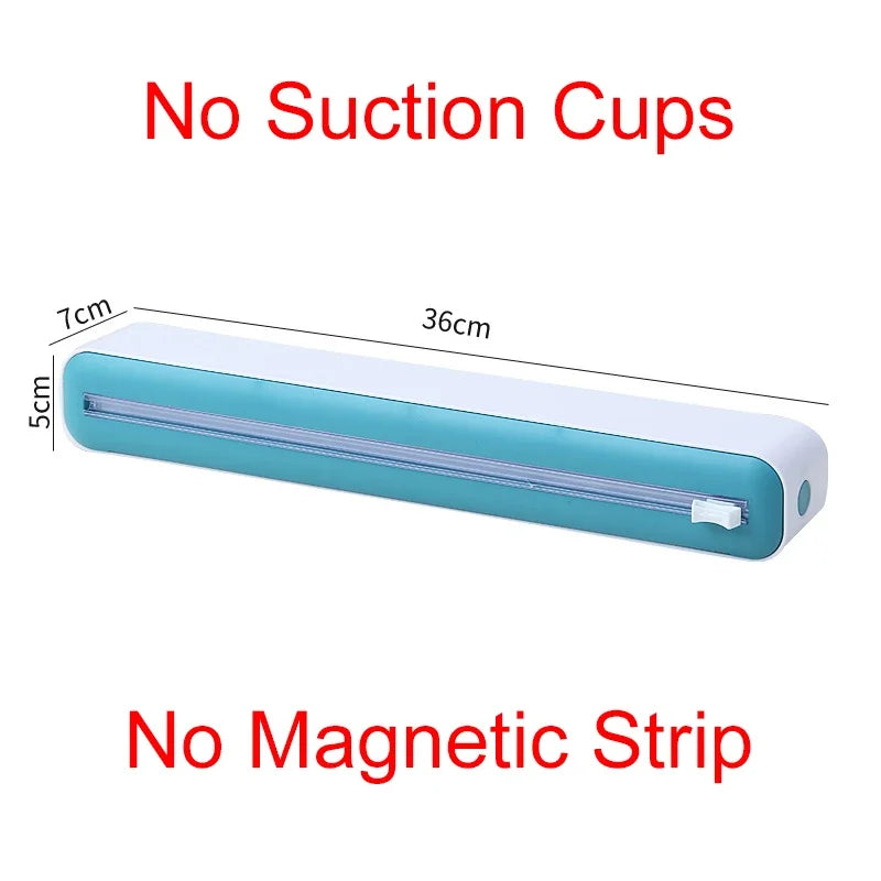 Food Film Dispenser Magnetic Plastic Wrap Dispenser with Cutter Storage Box Aluminum Foil Stretch Film Cutter Storage Holder