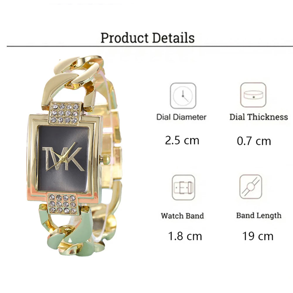 Luxury Women's Watch Fashion Elegant Style Ladies Watch Metal Square Trendy Quartz Watch for Women Bracelet Wristwatch Clock