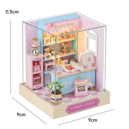 DIY Book Nook Kit Wooden Doll House 3D Puzzle Assembly Toy Home Bookend  Bookshelf Insert With Furniture Toys For Christmas Gift
