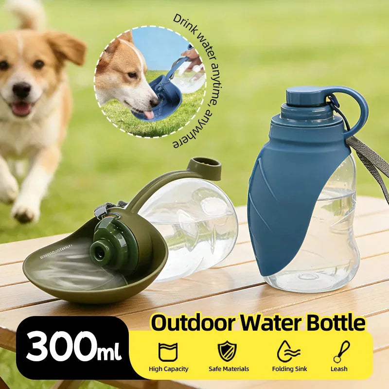 New 300ml Dog Outdoor Kettle With Foldable Mini Silicone Leaf Dust Bottle Stopper Portable Water Dispenser Pet Water Dispenser