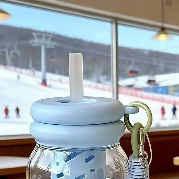 Cute Japanese Water Cup Cartoon Food-grade Straw Cup Niche Simple Non-colliding High-value Summer Plastic Cup Children Water Cup
