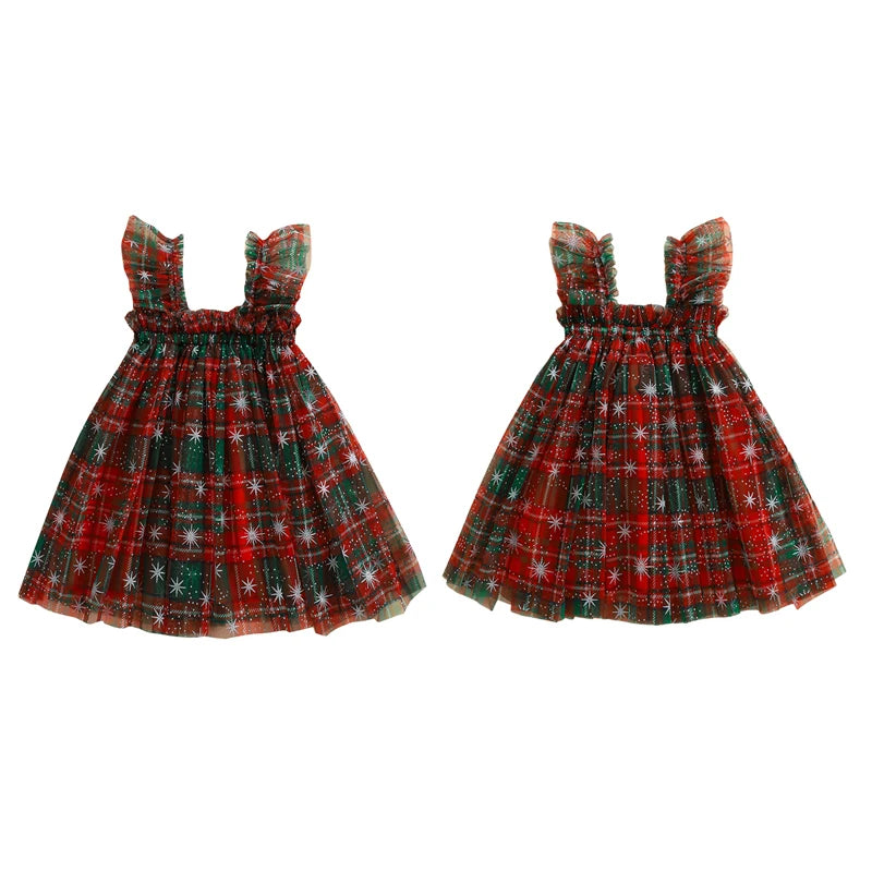 Toddler Christmas Tutu Dress Baby Girl Sleeveless Layered Tulle Dress Little Girl Princess Dresses Christmas Outfit Size 6M-4Y