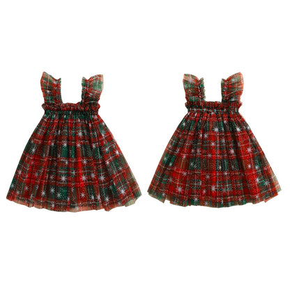Toddler Christmas Tutu Dress Baby Girl Sleeveless Layered Tulle Dress Little Girl Princess Dresses Christmas Outfit Size 6M-4Y