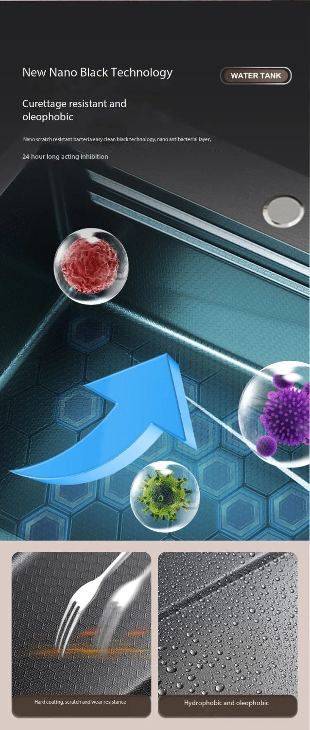 5.0MM Double Waterfall Sink Embossed Stainless Steel Kitchen Sink Large Single Slot Digital Display Wash Basin Dishwashing pond