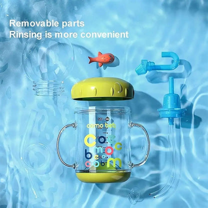 Creative Gift Double Drinking Lid Whale Fountain Tumbler Leak Proof Widened Handle Whale Cup 220ml 350ml Drinking Cup