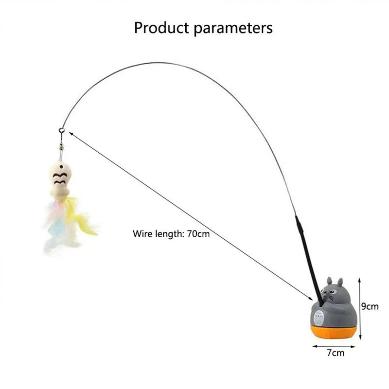 Chinchilla cat funny cat stick steel wire long pole feather cute cat toy kitten fishing rotating self-pleasure relief pet toy