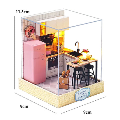 DIY Book Nook Kit Wooden Doll House 3D Puzzle Assembly Toy Home Bookend  Bookshelf Insert With Furniture Toys For Christmas Gift