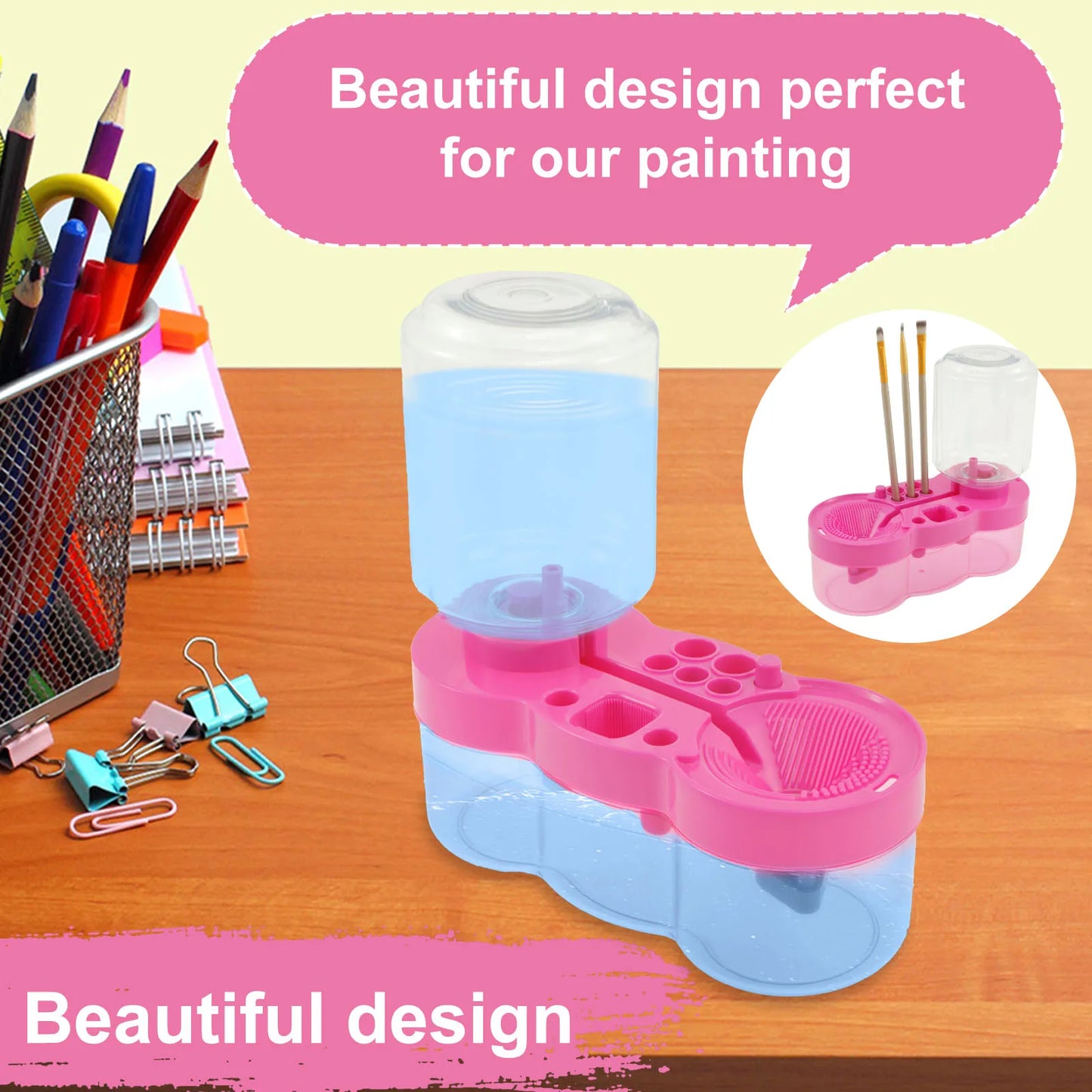 Paint Brush Washer with Drain Button Automatic Water Circulation Watercolor Pen Clean Bucket Art Painting Brush Cleaning Tool