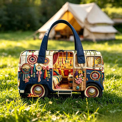 Camping car Bohemian printed  bus  handbag