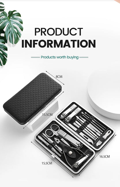 Home Nail Clipper Set Of 18 Pieces Large Size Dead Skin Pliers Diagonal To Remove Dead Skin Small Eyebrow Clipper Leather Sleeve