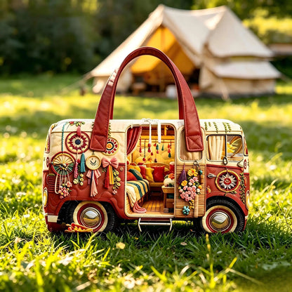 Camping car Bohemian printed  bus  handbag