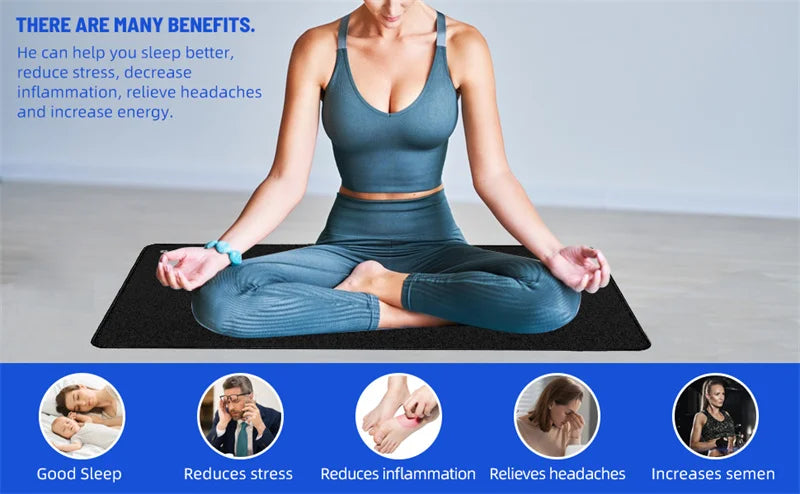 Earthing Mat with Wristband Soft PU Grounding Mat Pad Healthy Balance for Anxiety Relief & Better Sleep Earth Connected Therapy