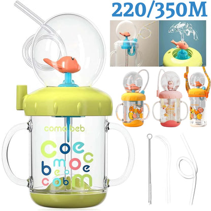 220/350ML Whale Fountain Tumbler Leak Proof Whale Water Cups Drinking Cup with Whale Squirt for Boys Girls