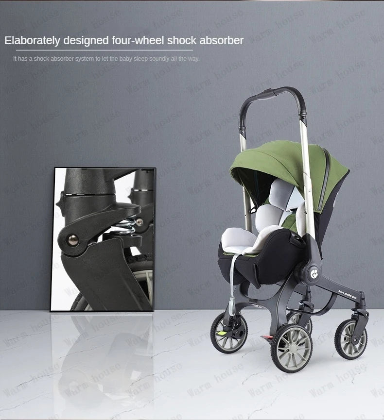 4-in-1 baby two-way stroller Multifunctional newborn baby stroller 3in1 Foldable Basket type seat baby carriage