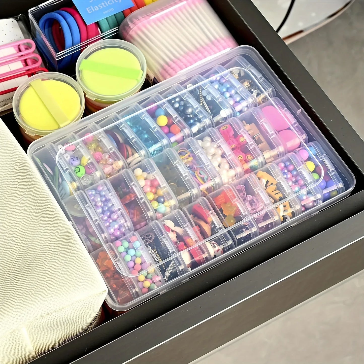 Transparent-bead Plastic Storage Box Desktop Bead-Making Separate Packaging Jewelry Accessory Transparent-plastic-beandesk-stora
