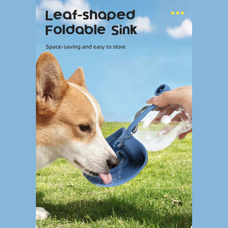 New 300ml Dog Outdoor Kettle With Foldable Mini Silicone Leaf Dust Bottle Stopper Portable Water Dispenser Pet Water Dispenser