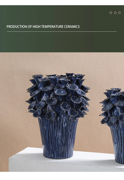 Deep Flower Clusters Ceramic Vase