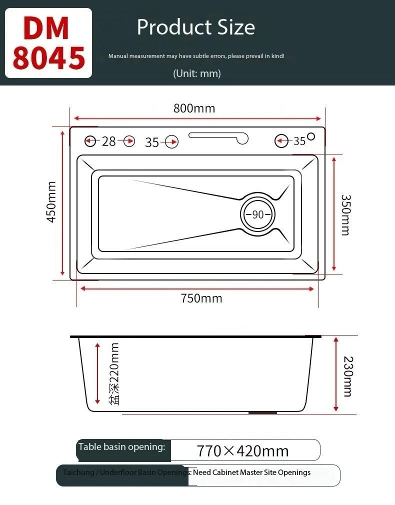 5.0MM Double Waterfall Sink Embossed Stainless Steel Kitchen Sink Large Single Slot Digital Display Wash Basin Dishwashing pond