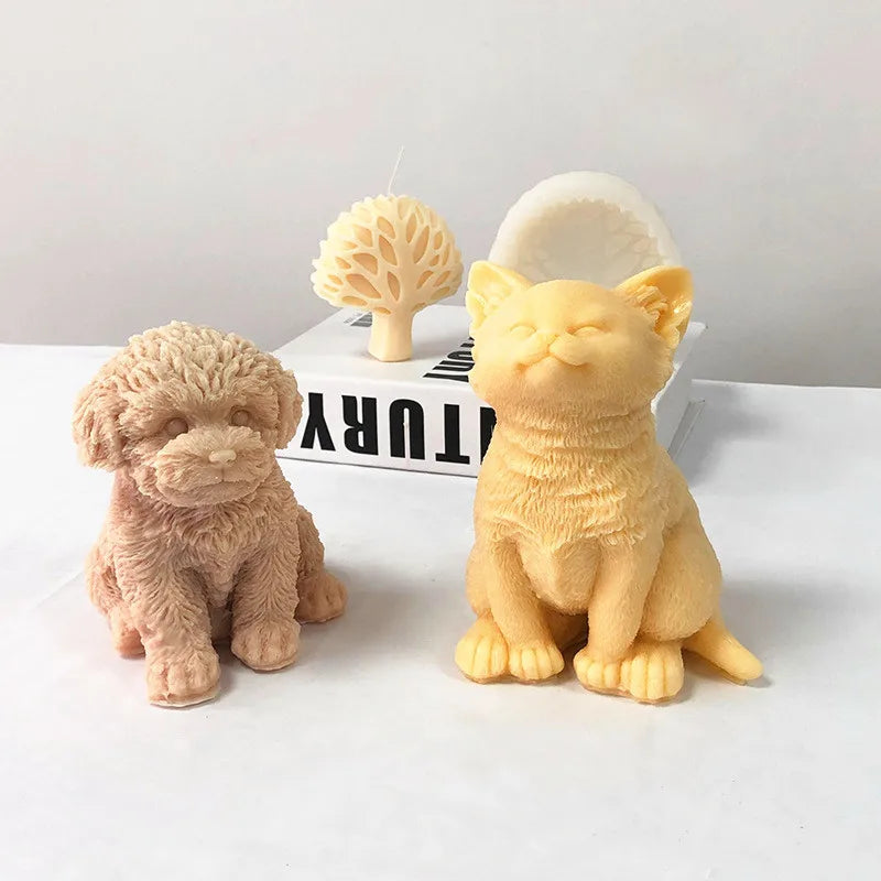 3D Cat & Puppy Candle Mold