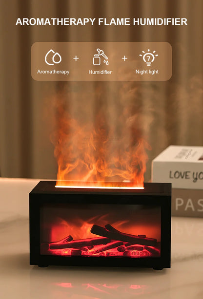 Fireplace Humidifier Aroma Flame Humidifier Fragrance Diffuser Aromatherapy Essential Oil Diffuser Fire Humidifier for Home Room