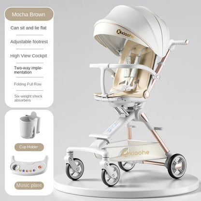 Baby Stroller Can Sit and Lie Down Foldable Lightweight Travel Two-way High Landscape Six Shock Absorption Comfortable Seat