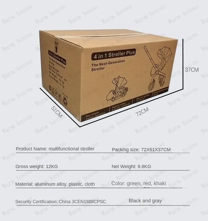 4-in-1 baby two-way stroller Multifunctional newborn baby stroller 3in1 Foldable Basket type seat baby carriage