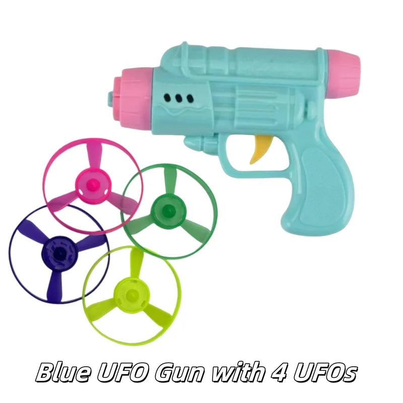 Flying Bamboo Dragonfly Flying Saucer Gun Flying Disc Outdoor Toy Colorful Flying Propellers Toy Set Gift toys for kids and cats