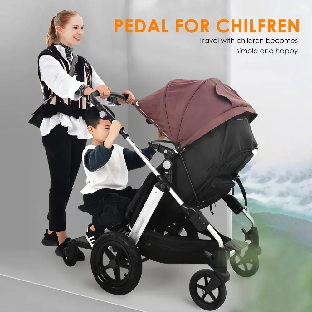 Universal Strollers Step Board Adapter with Seat Second Child Jogger Twins Scooter Baby Pram Hitchhiker Bumper