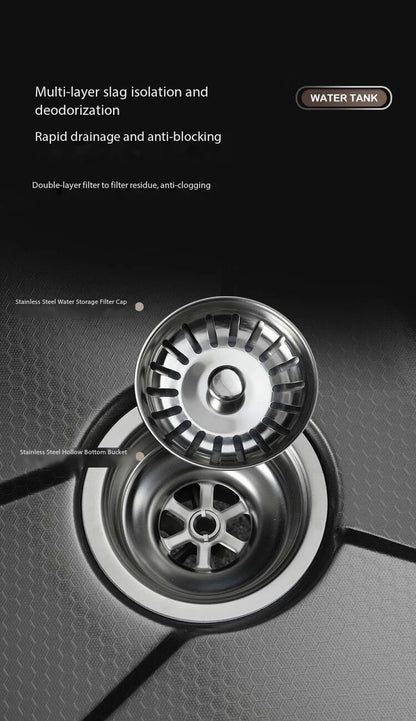 5.0MM Double Waterfall Sink Embossed Stainless Steel Kitchen Sink Large Single Slot Digital Display Wash Basin Dishwashing pond