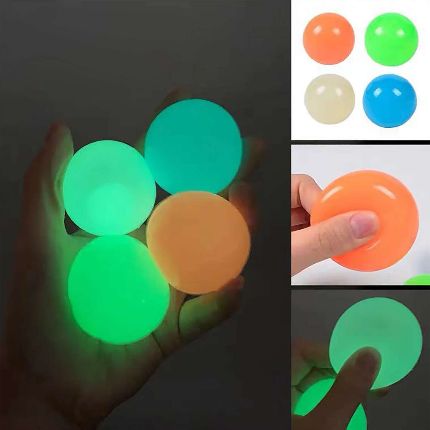 Colorful luminous balls, adhesive pressure balls, suitable for ceilings and walls, adult decompression balls 6pcs