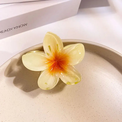 Middle 6CM Sweet Flower Hair Claws Hawaiian Gradient Hair Clips Vacation Beach Style Fashion Hairpins Women Hair Accessories ﻿