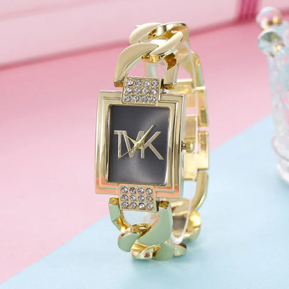 Luxury Women's Watch Fashion Elegant Style Ladies Watch Metal Square Trendy Quartz Watch for Women Bracelet Wristwatch Clock