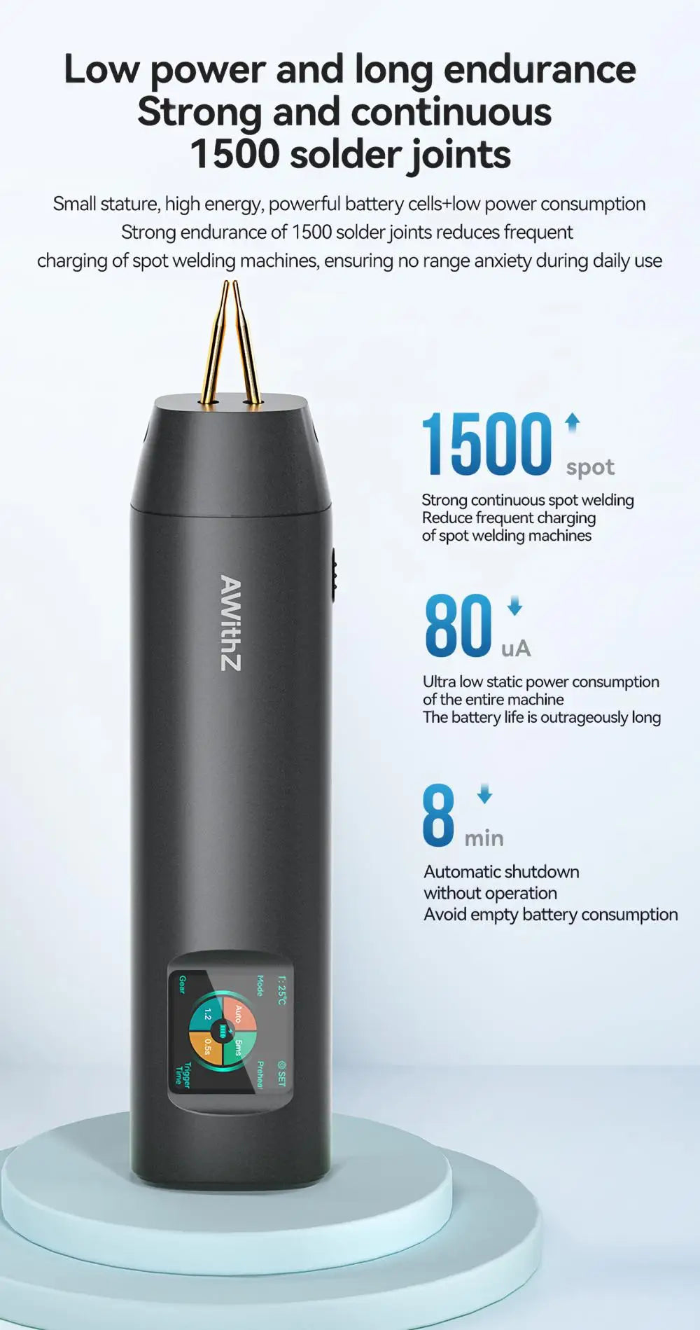 AWithZ Portable Spot Welder DIY Handheld Spot Welding Machine 90 Gears Adjustable Spot Welding for 18650 Lithium Battery