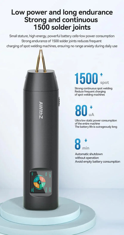 AWithZ Portable Spot Welder DIY Handheld Spot Welding Machine 90 Gears Adjustable Spot Welding for 18650 Lithium Battery