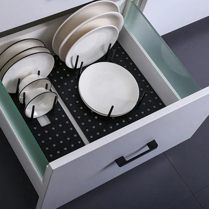 Drawer Retractable Tableware Rack  Pegboard Drawer Organizers  For Kitchen Adjustable Dish Plate Storage