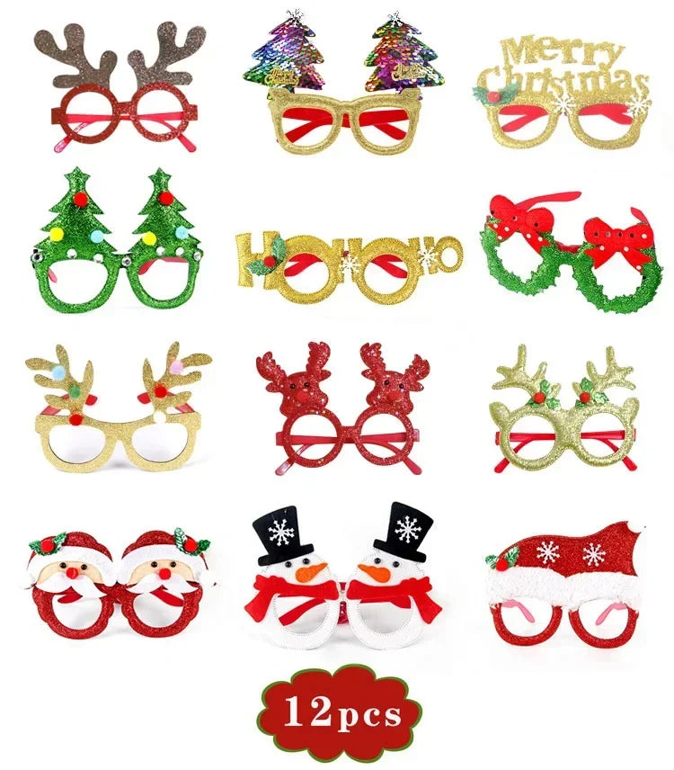 Christmas Glasses Holiday Party Frames Christmas Decoration Accessories Costume Eyeglasses for Christmas Parties Holiday Favors