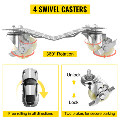 SucceBuy Vehicle Positioning Wheel Dollies 680Kg Per Dolly 2Pcs Car Wheel Dollies Car Skate Dolly Van Positioning Garage Jack