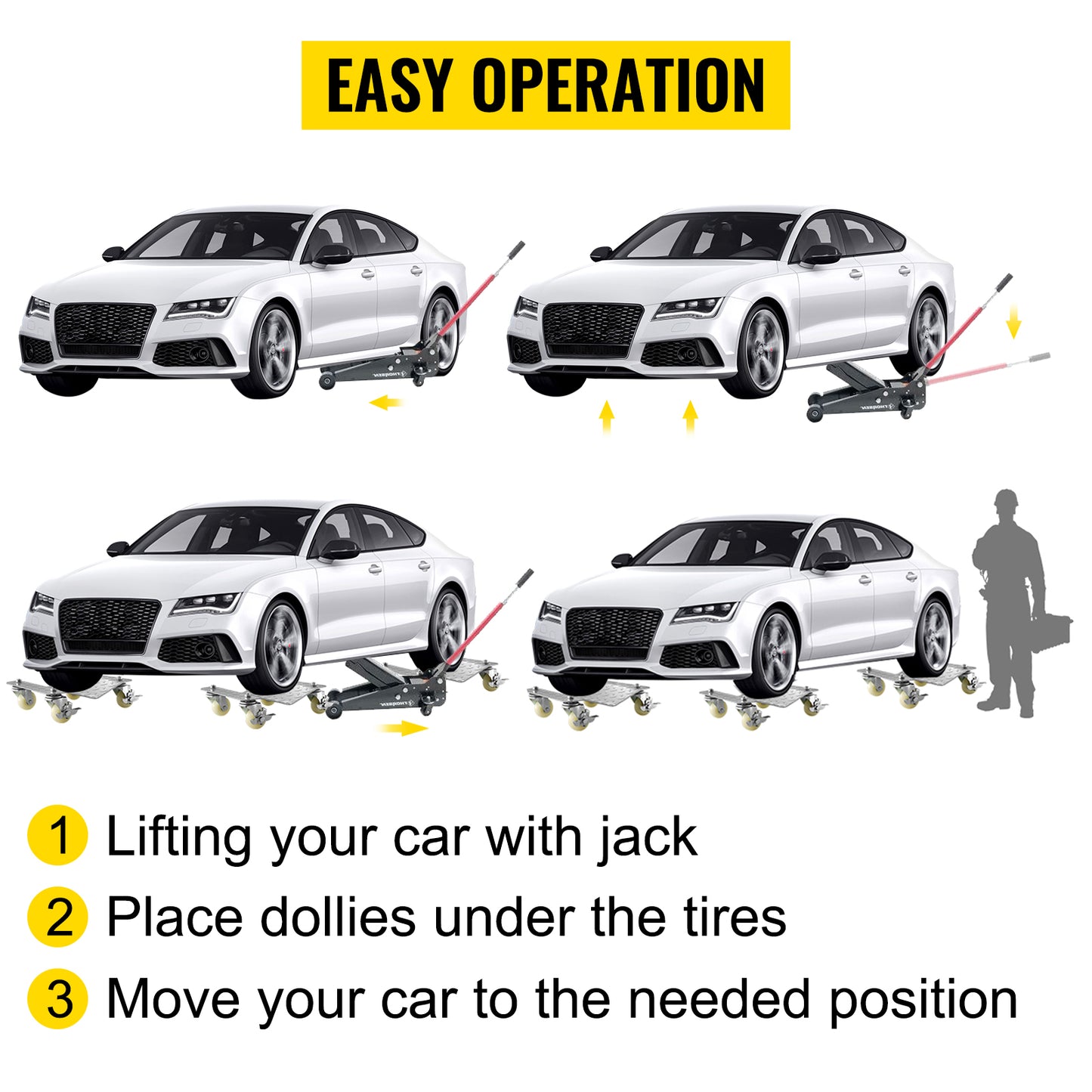 SucceBuy Vehicle Positioning Wheel Dollies 680Kg Per Dolly 2Pcs Car Wheel Dollies Car Skate Dolly Van Positioning Garage Jack